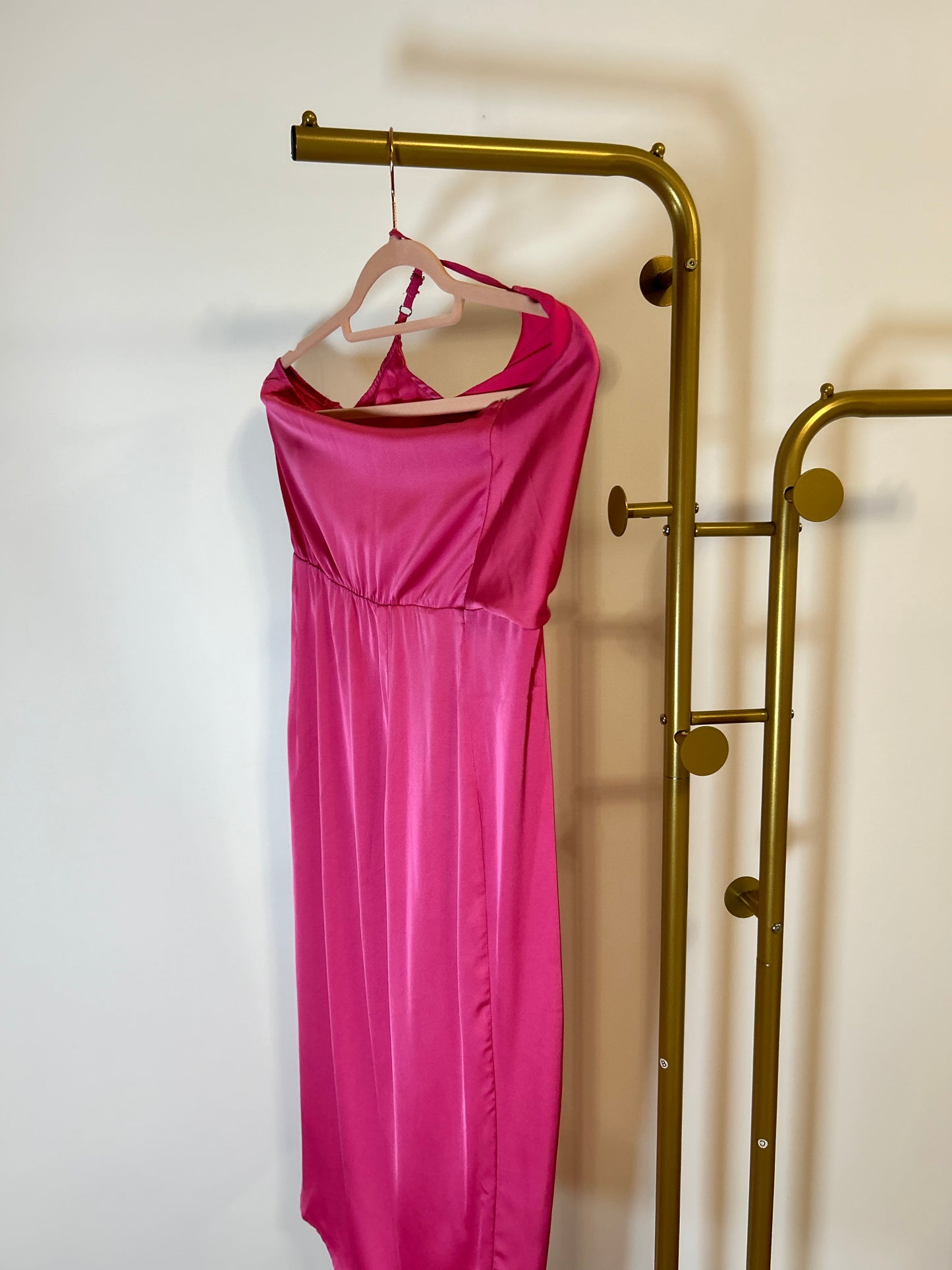 One Shoulder Satin Dress - M