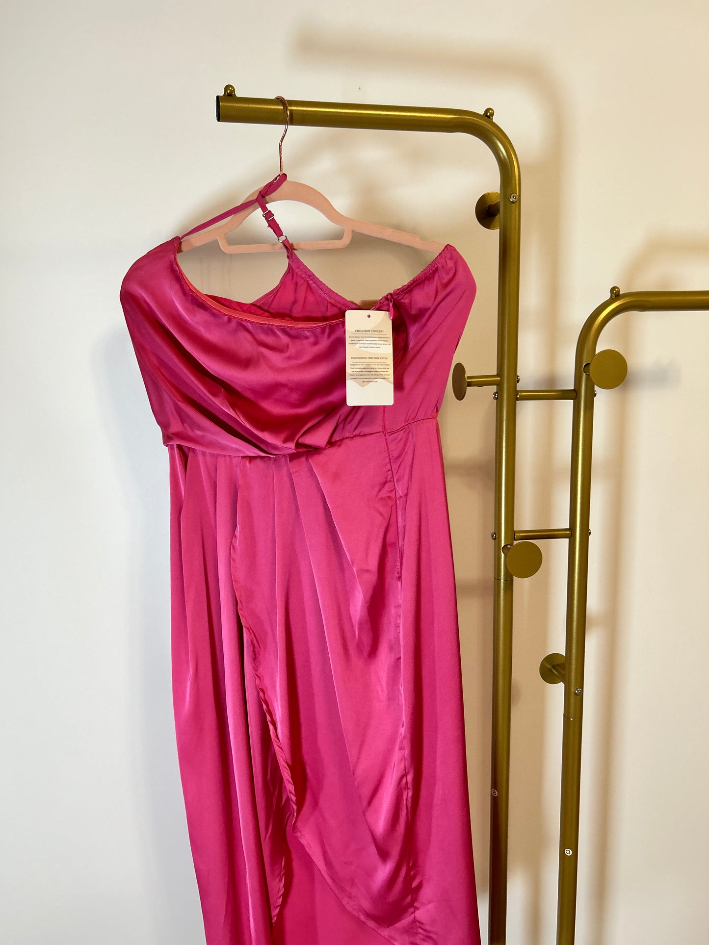 One Shoulder Satin Dress - M